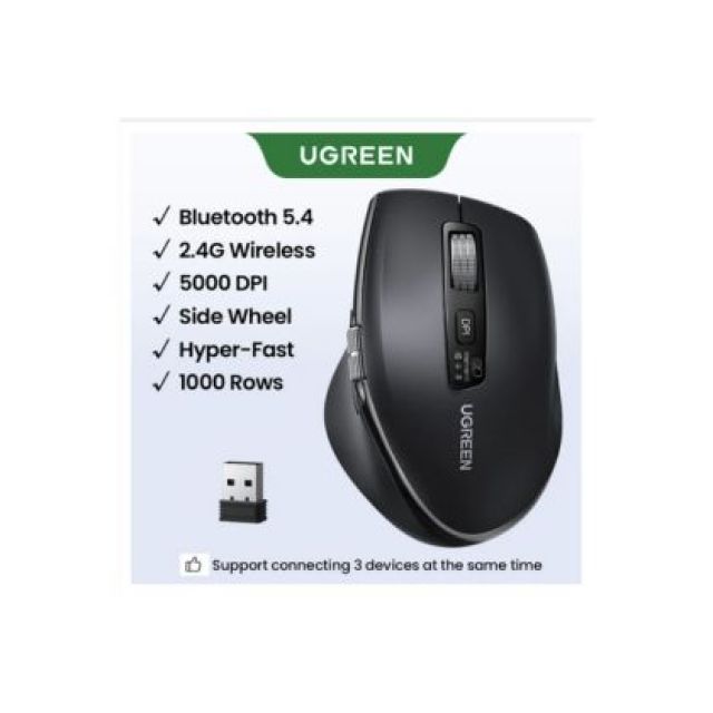 UGREEN High-Speed Scroll 1000 Rows Bluetooth 5.4 Side Wheel 2.4G Wireless เมาส์ไร้สาย