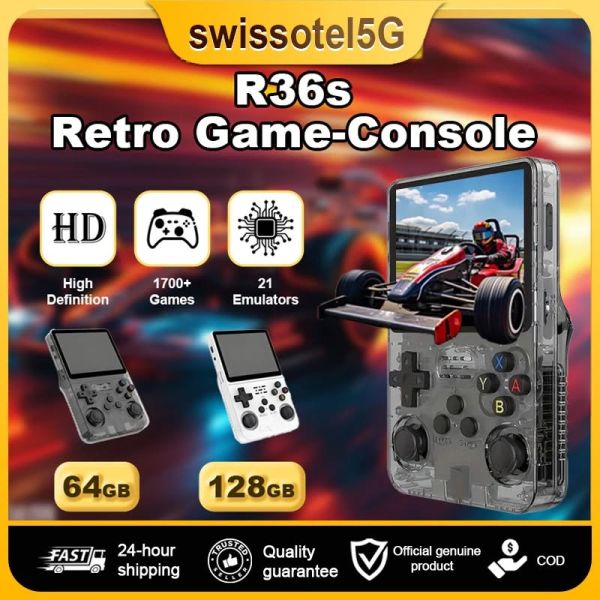 ครื่องเกมพกพา R36S หน้าจอ IPS 35 นิ้ว ระบบ Linux 128GB แบตอึด Retro พร้อมส่ง รับประกัน ของขวัญ