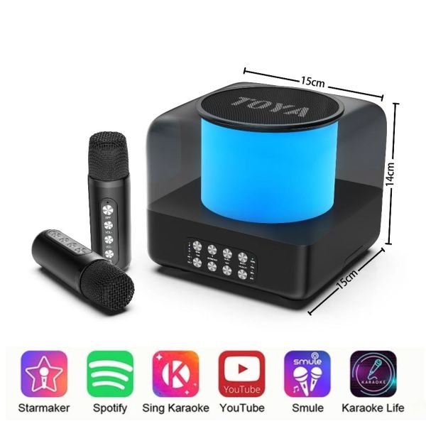 Toya 303 คาราโอเกะ ไมค์ไร้สาย ลําโพงบลูทูธพร้อมไมโครโฟน ครอบครัวคาราโอเกะ Rhythm-Synced ไฟ LED ลําโพงบลูทูธไร้สาย